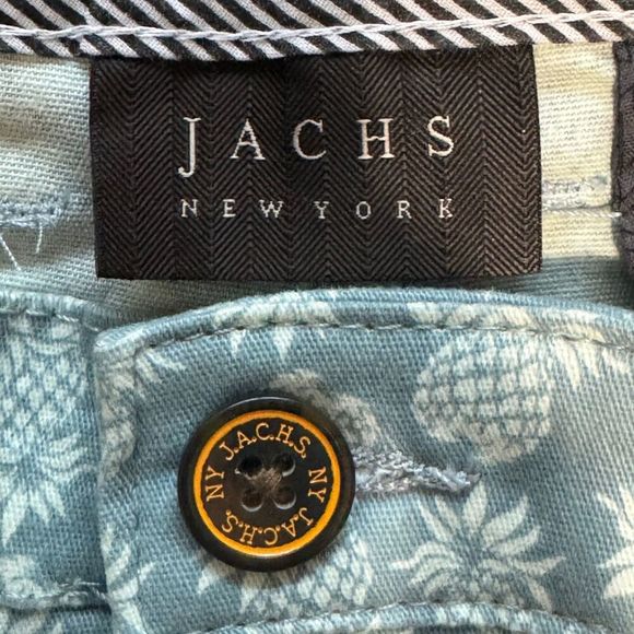 JACHS NY Mens Bleeker Shorts Printed Stretch Twill Chino Blue Pineapples NWT 31 - Picture 4 of 5